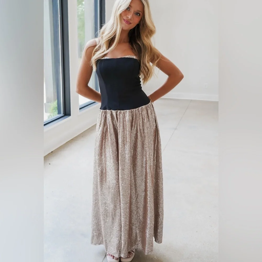 Show Me Your Mumu Hepburn Midi Dress size Small S Silver Confetti Black nwot - Picture 4 of 9